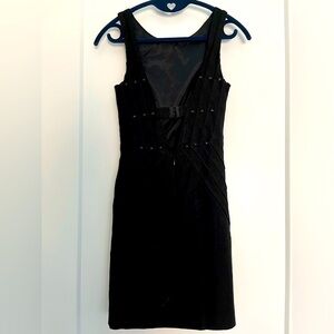 Bebe studded Low back Dress Zipper And Clip Closure Black Stone Embellishment 6